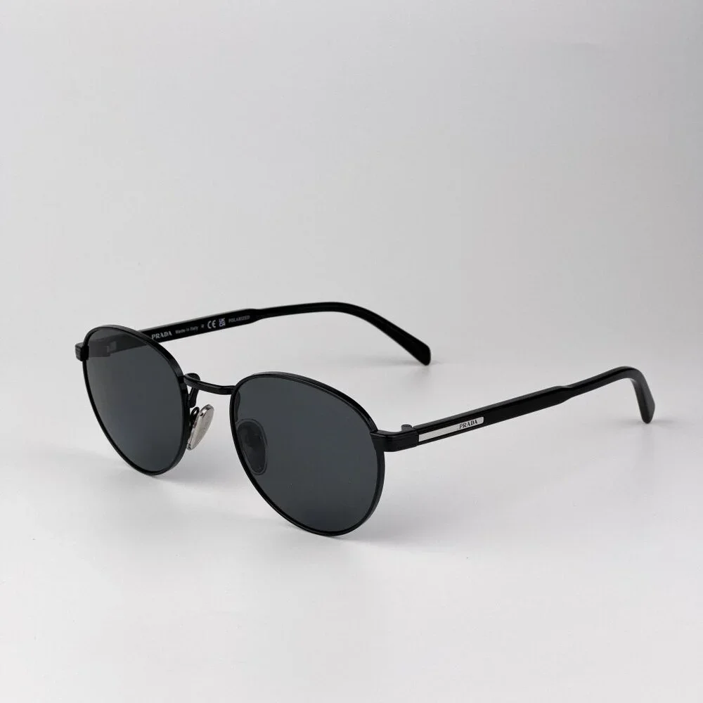 Prada PRB51S Polarized Sunglasses – Black Round Frame | Model 1AB5Z1